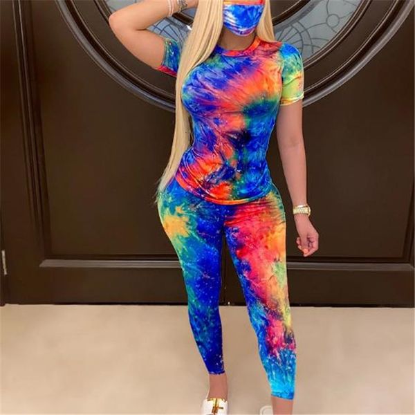 

women's two piece pants tie-dye two piece set women summer clothes casual sportswear 2 piece outfit women sweat suit short sleeve and t, White