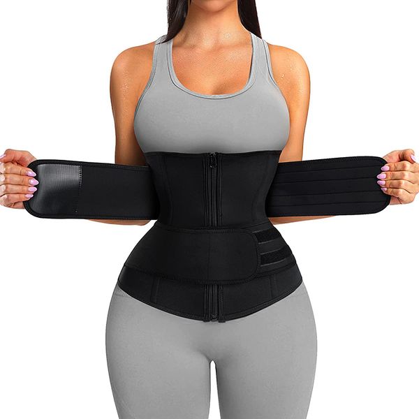 

women's shapers workout waist trainer corset for women 7 steel bones neoprene sauna sweat waist trimmer cincher slimming body shaper be, Black;white