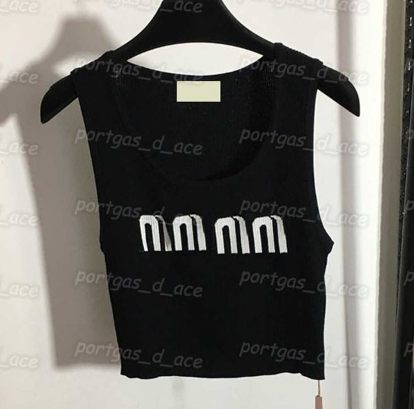 

new 2023 womens cropped t shirt bust letter stripe knit fashion brand vest knitted sleeveless womens tank, White