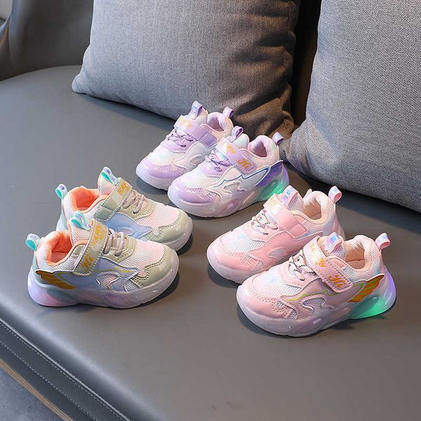 

athletic outdoor light up children girls sneakers cute wings little girl sneaker with luminous sole glowing led student shoes kids f08244 aa, Black