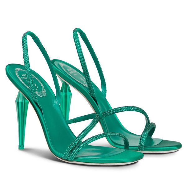 

perfect 2023 brand renecaovilla women sandals shoes stone evening dress lady gladiator sandalias strppy diamond crystal heels glitter walkin, Black