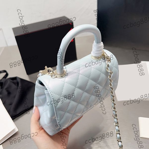 

designer ccity blue womens pearly co handle tote bags caviar leather calfskin classic quilted gold metal hardware matelasse chain crossbdoy