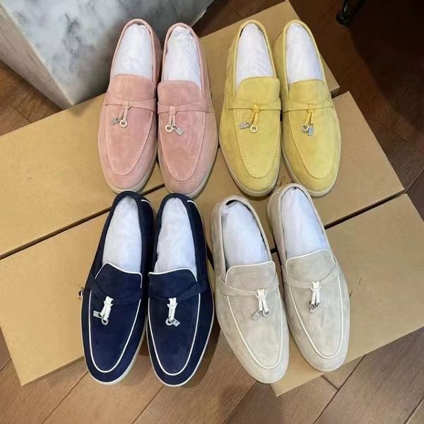 

lp piana open walk loafers suede sneaker shoes women leather couple casual shoe men's slip-on high walking flats luxury designer footwe, Black