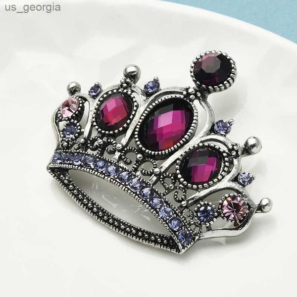 

pins brooches wuli baby crown brooches women vintage purple rhinestone crown office party brooch pins, Gray
