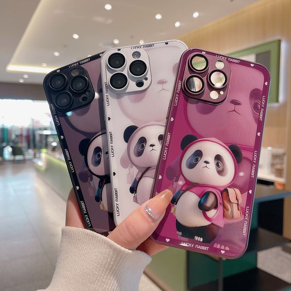 

iphone 14 metallic lacquered glass mobile phone case 7p cute panda iphone 13promax all-in-one 12pro