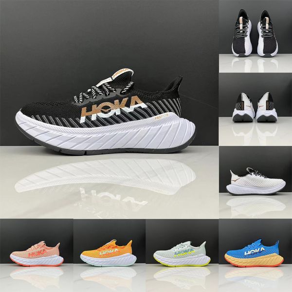 

hoka one one carbon x 3 running shoes hokas clifton 9 bondi 8 triple black white airy blue coastal sky harbor shock absorption mens womens a