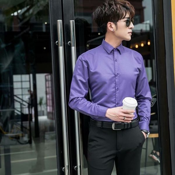 

men's casual shirts fashion customize men shirt long sleeve personalize solid color male advertising shirt a278 print light green 23050, White;black
