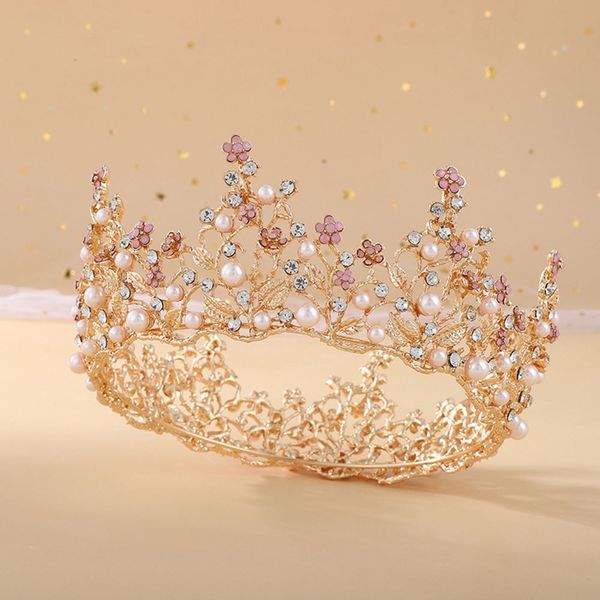 

2023 new fashion european and american sen series flower round crown bridal wedding dress hair accessories model selection beauty crown head, Silver