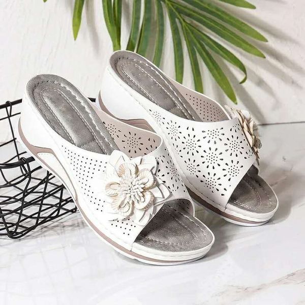 

sandals summer women wedge print slippers soft comfortable ladies slip on s solid buckle beach shoes for 230503, Black