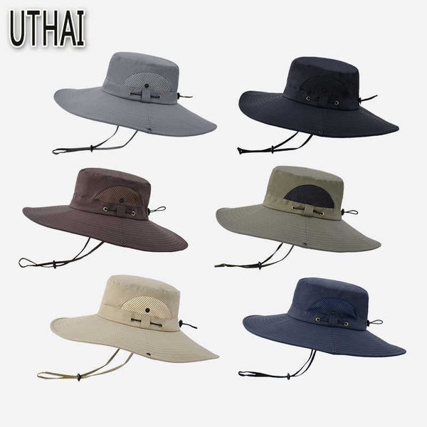 

wide brim hats w99 fisherman hat men's summer hat big brim sun hat outdoor mountaineering sun protection sun hat men cycling travel j23, Blue;gray