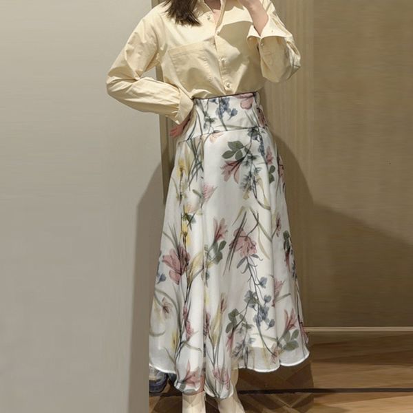 

skirts kuzuwata harajuku sweet high-waisted printed skirt early spring a-line half-length jupe slim fit elegant mujer faldas 230504, Black