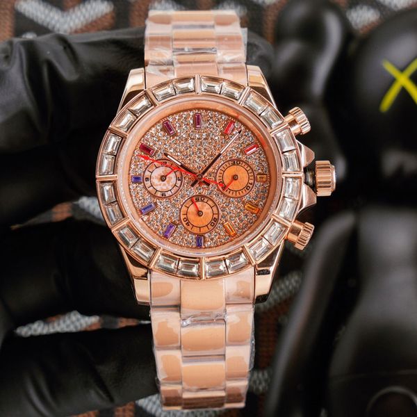 

mens watch automatic mechanical watches rainbow diamond sapphire women business wristwatch 43mm montre de luxe, Slivery;brown