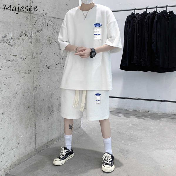 

men's casual shirts sets men casual joggers summer loose trendy handsome shorts tshirts 2 pcs outfits allmatch clothing bf new arrival, White;black