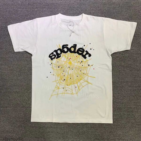 

young 23ss men t shirt pink thug sp5der mans women quality foaming printing spider web pattern tshirt fashion tees b353, White;black