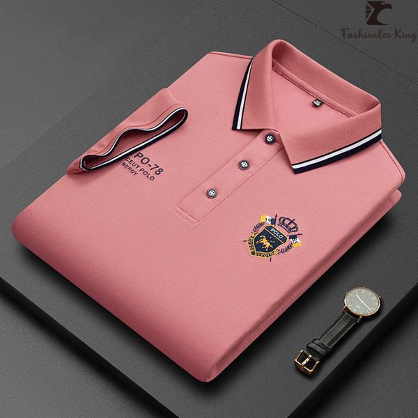 

mens polos summer korean fashion polo shirt luxury embroidered cotton lapel collar short sleeves 230504, White;black