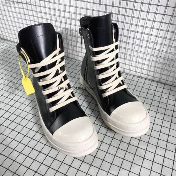 

2023 luxury rick designer ro boots shoes owens comfortable men genuine leather man shoes thick sole mens winter footwear l41r