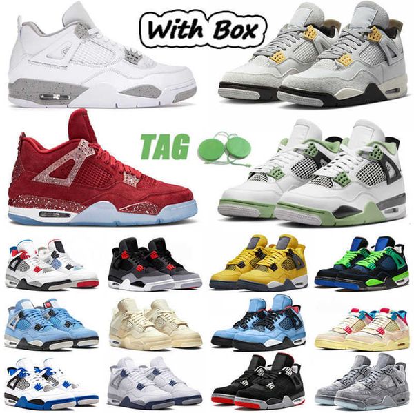 

with box jumpman 4 4s authentic basketball shoes mens womens designer seafoam doernbecher pn dust sail canvas black cat iv cactus jack bred