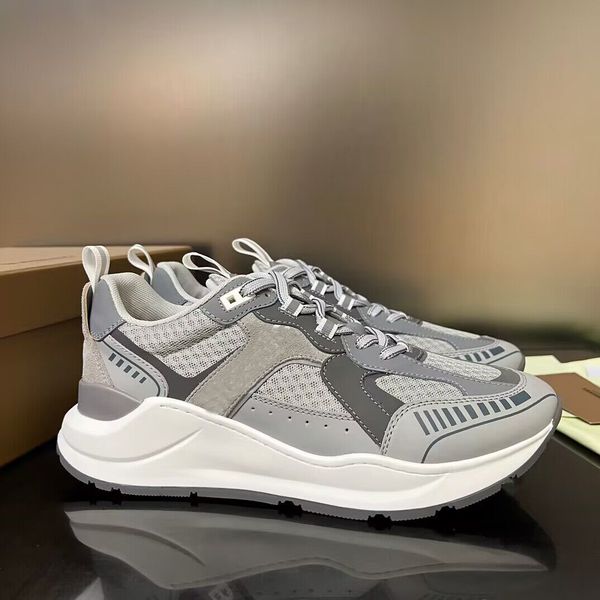 

perfect 2023 brans men vintage sneakers shoes check cotton suede & mesh chunky trainers luxury 2023 discount footwear comfort casual runner, Black