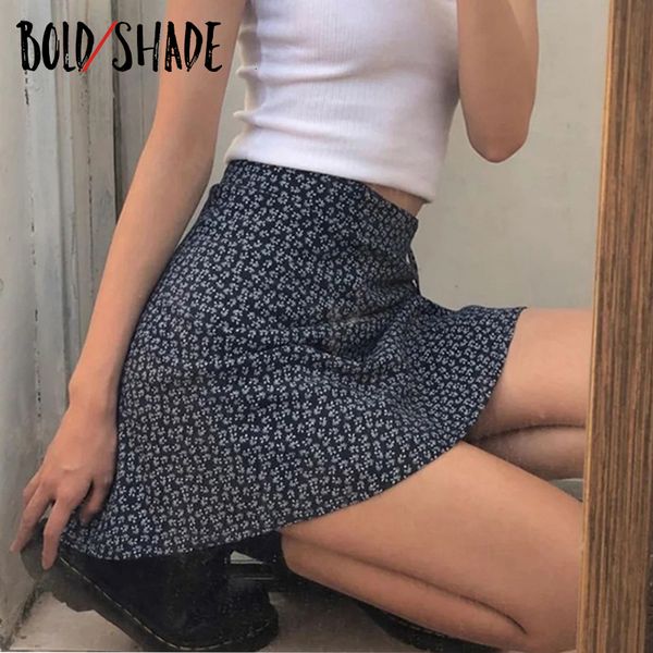 

skirts bold shade grunge 90s streetwear mini skirts high waist flower print bow bandage aline skirt vintage fashion women slim clothes 23050, Black
