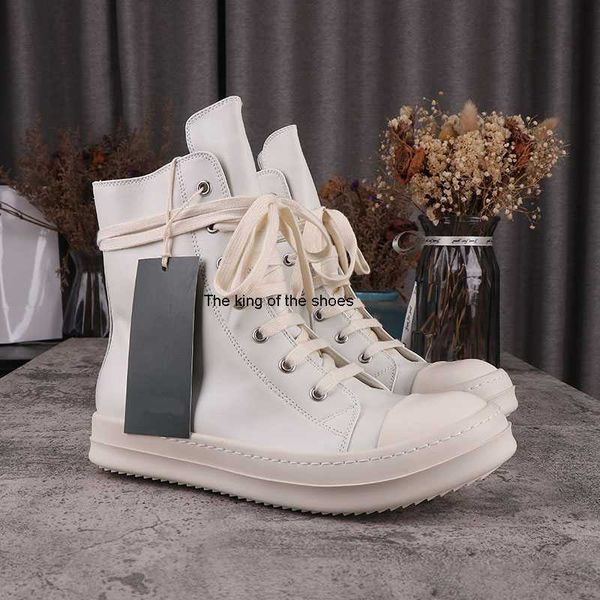 

rick casual shoes men's high-ankle boots ro owens white leather boots women's sneakers