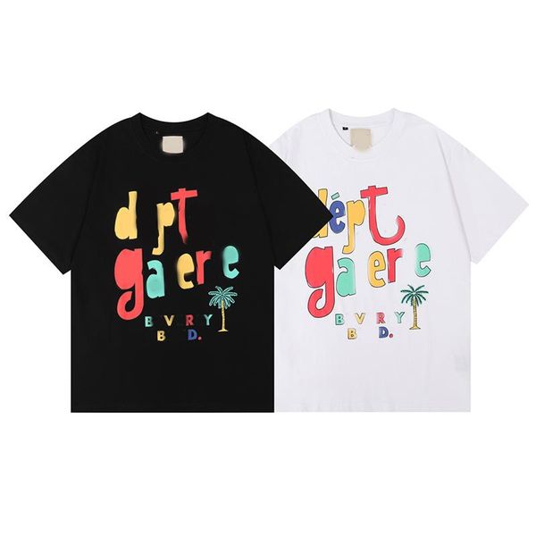 

2023fashion designer clothing galleryes depts tees tshirt worn wash hand painted graffiti print american high street loose couple t-shirt hi, White;black