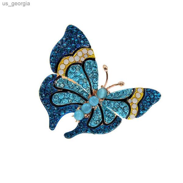 

pins brooches new arrival rhinestone omber color blue butterfly brooches for women insect pin winter design fashion jewelry, Gray