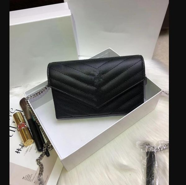 

fashion handbags shoulder luxurys designer bags metal chain gold silver women handbag genuine leather bag flip cover diagonal messenger cros