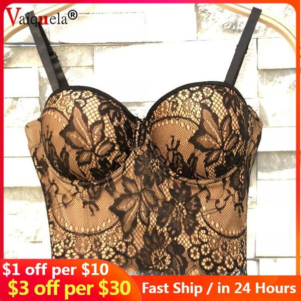 

t-shirt fashion mesh lace women tank vest crop push up bralet women's corset bustier bra vneck camisole plus size crop top, White