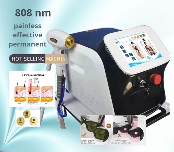 

808nm hair removal machine 3 wavelength diode laser hair removal machine rejuvenator painless effective ce certified ice diode, Black