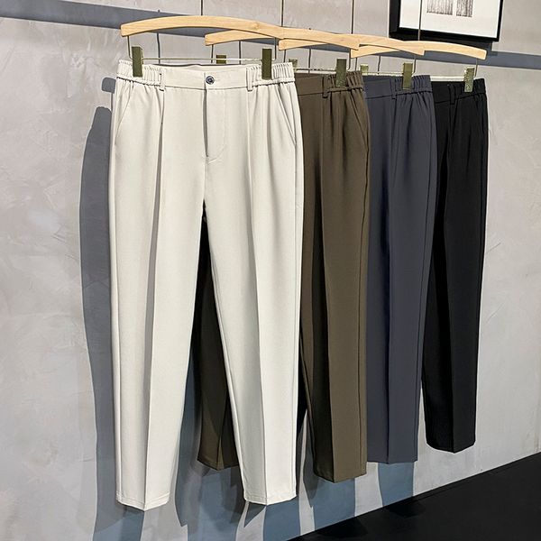 

men's pants suit pants men leisure straight drape korean classic fashion business casual formal wear coffee black blazer trousers male