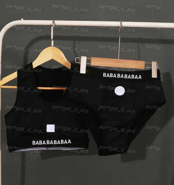 

womens swimwear vintage letters split padded swimsuit high rise beach bra briefs white black bathing suit, Black;white