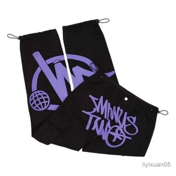 

mens pants minus two cargo y2k summer trend casual pants retro street trend black pants hip hop print minus two loose overalls joggers 1 el9