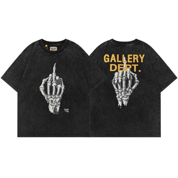 

designer men's t-shirts gallers dept fashion brand stamped letter skull hand bone print high street casual loose men's and women&#, White;black
