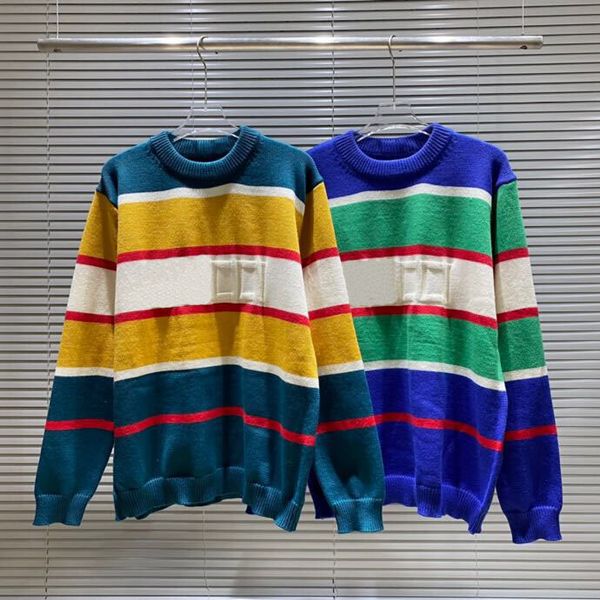 

2023 spring and summer new fashion jacquard round neck sweater women's men's same trend high street long-sleeved coat w3555, Black;brown