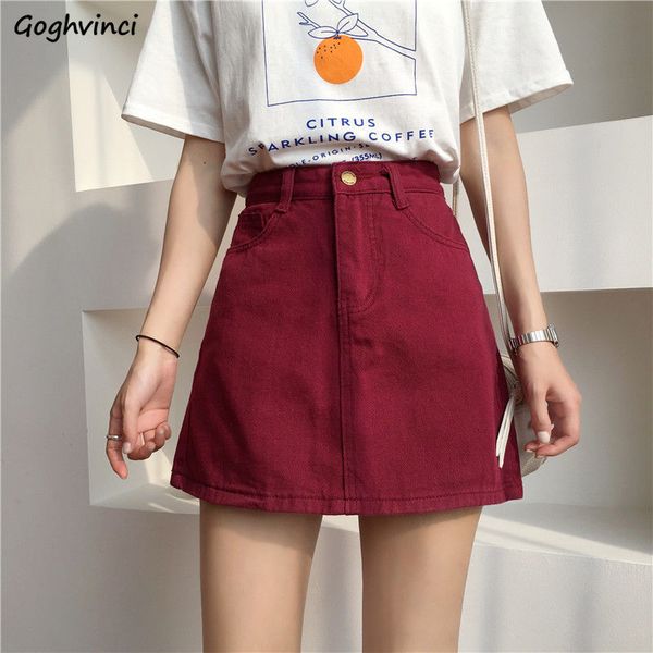 

skirts skirts denim highwaist solid aline vintage koreanstyle womens elegant hipskirt leisure allmatch slim fashion summer chic 230504, Black