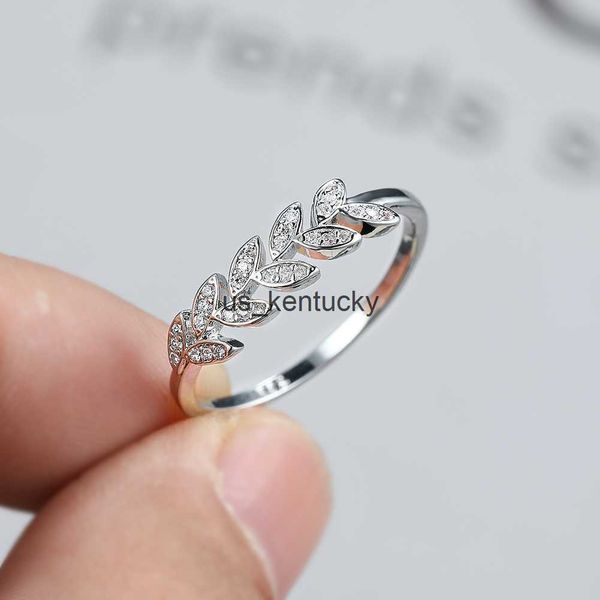 

band rings cute plant leaf ring silver color small crystal female in rings for women wedding bands dainty finger ring jewelry