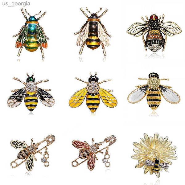 

pins brooches fashion enamel insect series brooches women men delicate little bee brooch crystal rhinestone brooch pin jewelry gifts, Gray