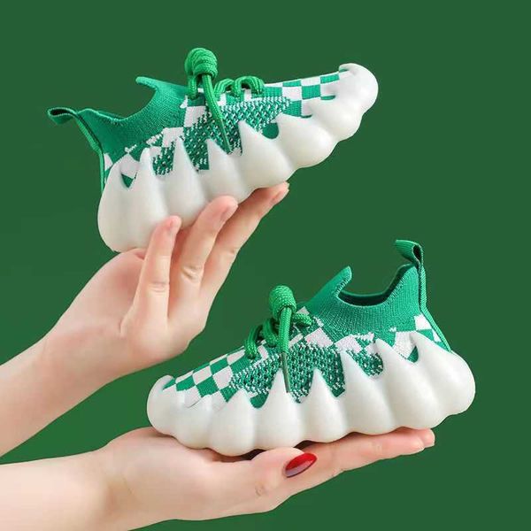 

athletic outdoor children's sneakers boys' shoes 2023 new spring and autumn girls' breathable knitted dad shoe aa230503, Black