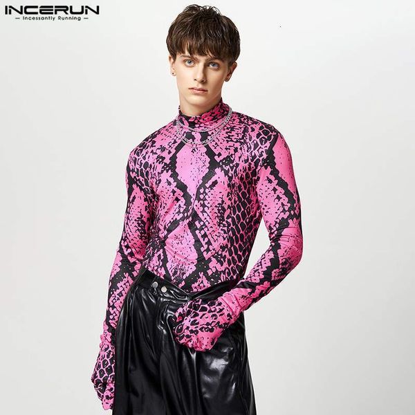 

men's t-shirts fashion men t shirt printing turtleneck long sleeve personality camisetas streetwear fitness casual tee s-5xl incerun 2, White;black