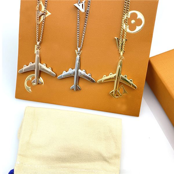 

designer airplane necklace alphabet 925 silver pendant necklace short version of luxury jewellery for women k944