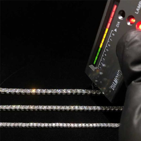 

pass diamond tester iced out vvs moissanite 3/4/5mm available moissanite sterling silver men's tennis necklace chain