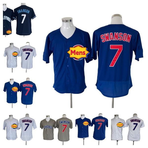 

chicago 7 dansby swanson s-xxxl baseball jerseys mens youth, Blue;black