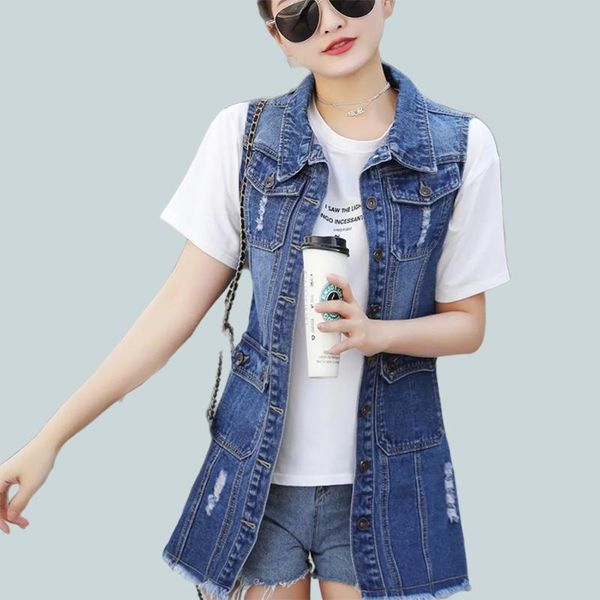 

vests turndown collar tassel plus size 6xl denim sleeveless coats women's streetwear classic vests outwear casual waistcoat jackets, Black;white