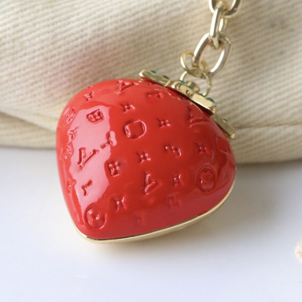 

designer key keychain chain luxury bag charm ladies car keychain men classic letter charm strawberry key ring fashion accessories cute gift, Silver