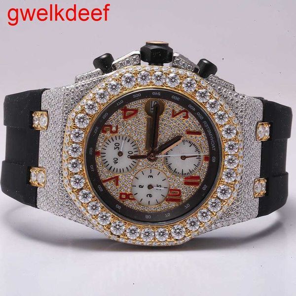 

wristwatches luxury custom bling iced out watches white gold plated moiss anite diamond watchess 5a replication mechanical dfmf 6ah6, Slivery;golden