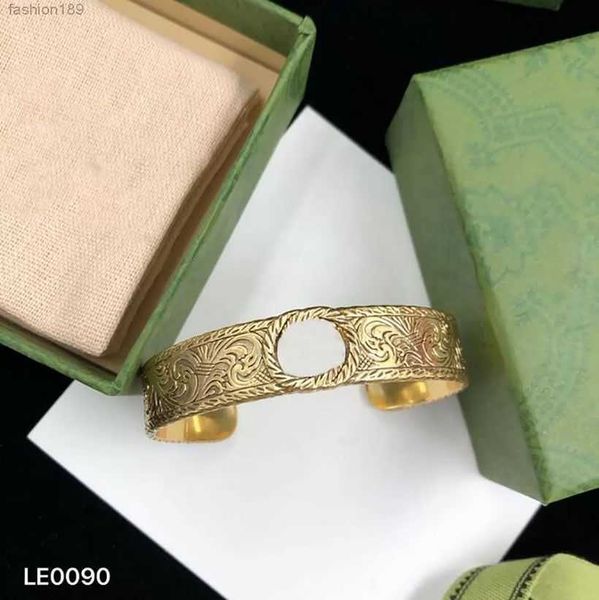 

brand ring fashion designer letter bracelet bangle for woman gift retro personality 18k gold plated open jewelry party wedding with box, Black