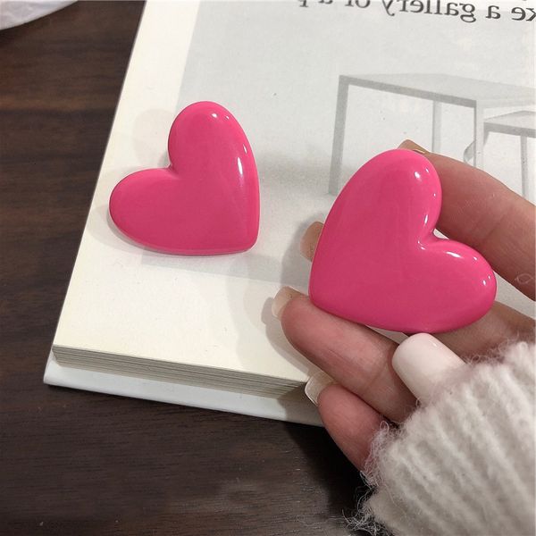 

stud exaggerate korean stud earrings big sweet peach heart earrings fashion girl stud jewelry temperature fuchsia party brincos, Golden;silver