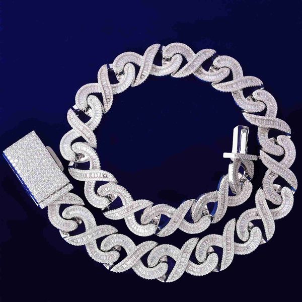 

men necklace 12mm wide cuban link 925 silver iced out baguette cut moissanite hip hop custom cuban necklace