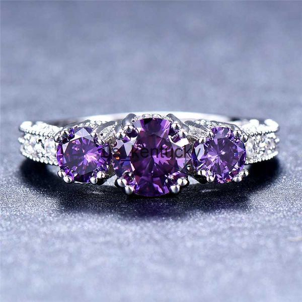 

band rings vintage silver color wedding ring rainbow crystal lticolor birstone ring white zircon engagement promise rings for women men