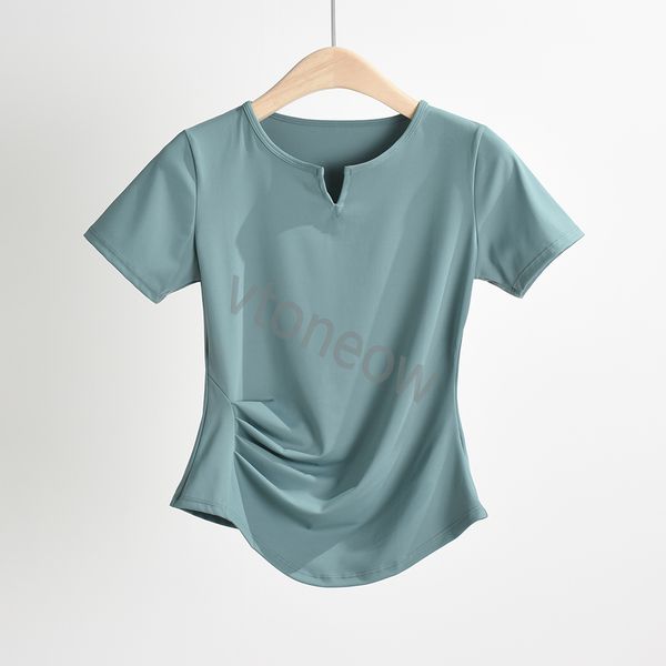 

women's yoga t-shirt short sleeve tight crop neck beauty back fitness
